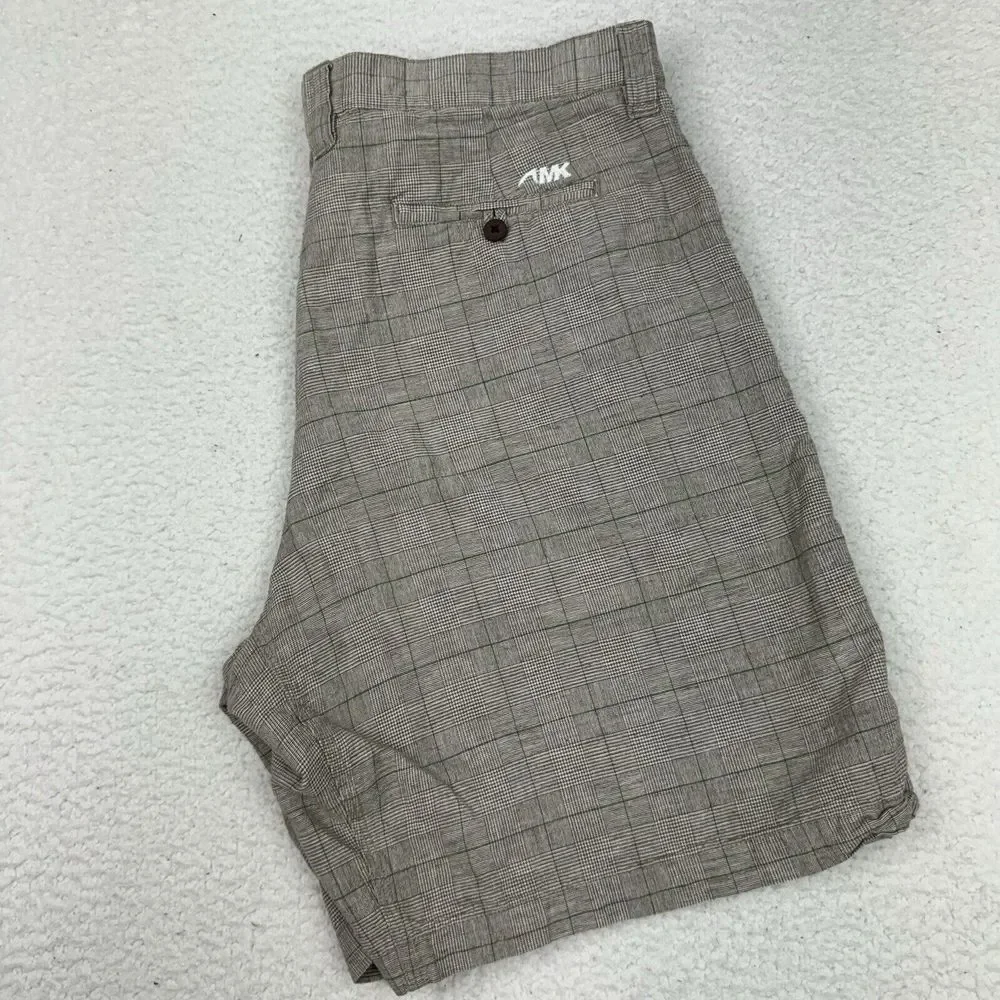 Mountain Khakis Boardwalk Shorts Mens 38 Plaid Windowpane Cotton Linen Blend 10